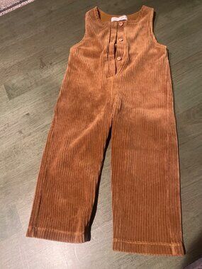 Sleeveless Corduroy Toddler Jumpsuit With Button Front - 18-24 Months - Rust Col